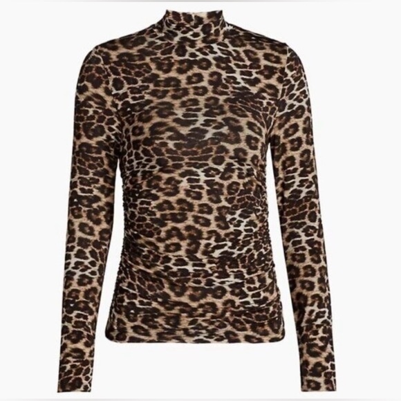 Farm Rio Leopard Print Natural Skin Jersey Blouse - Picture 6 of 7